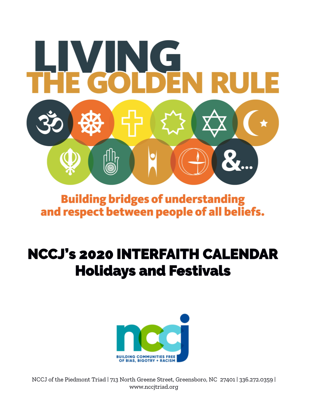 NCCJ's 2020 INTERFAITH CALENDAR Holidays and Festivals