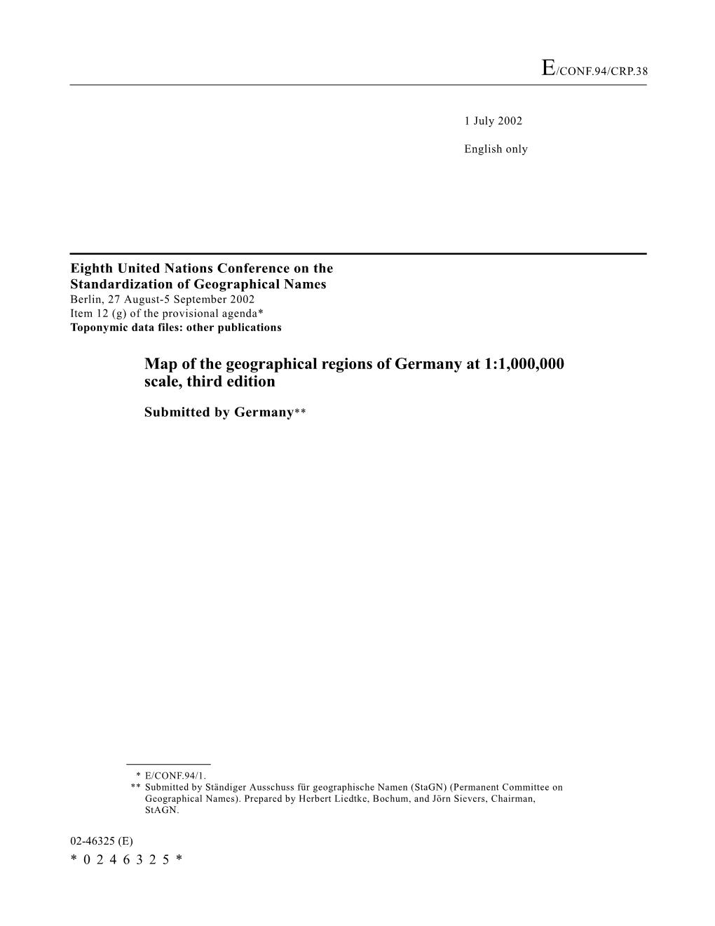 Map of the Geographical Regions of Germany at 1:1,000,000 Scale, Third Edition