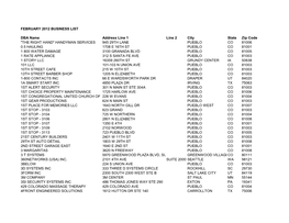 February 2012 Business List