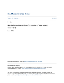 Navajo Campaigns and the Occupation of New Mexico, 1847–1848