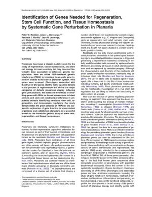 Identification of Genes Needed for Regeneration, Stem Cell Function, and Tissue Homeostasis by Systematic Gene Perturbation in Planaria