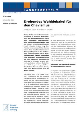 Drohendes Wahldebakel Für Den Chavismus