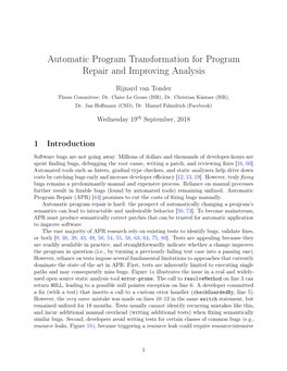 Automatic Program Transformation for Program Repair and Improving Analysis