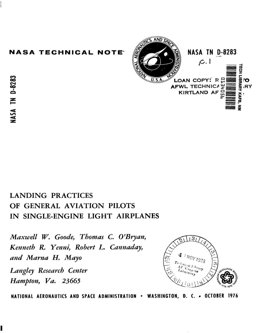 Landing Practices of General Aviation Pilots in Single-Engine Light Airplanes