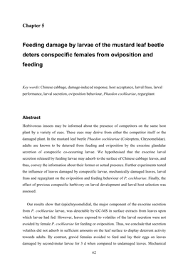 Feeding Damage by Larvae of the Mustard Leaf Beetle Deters Conspecific Females from Oviposition and Feeding