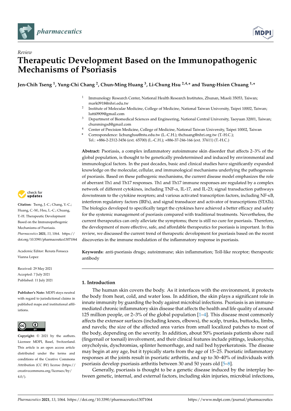 Therapeutic Development Based on the Immunopathogenic Mechanisms of Psoriasis