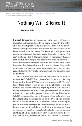 Nothing Will Silence It