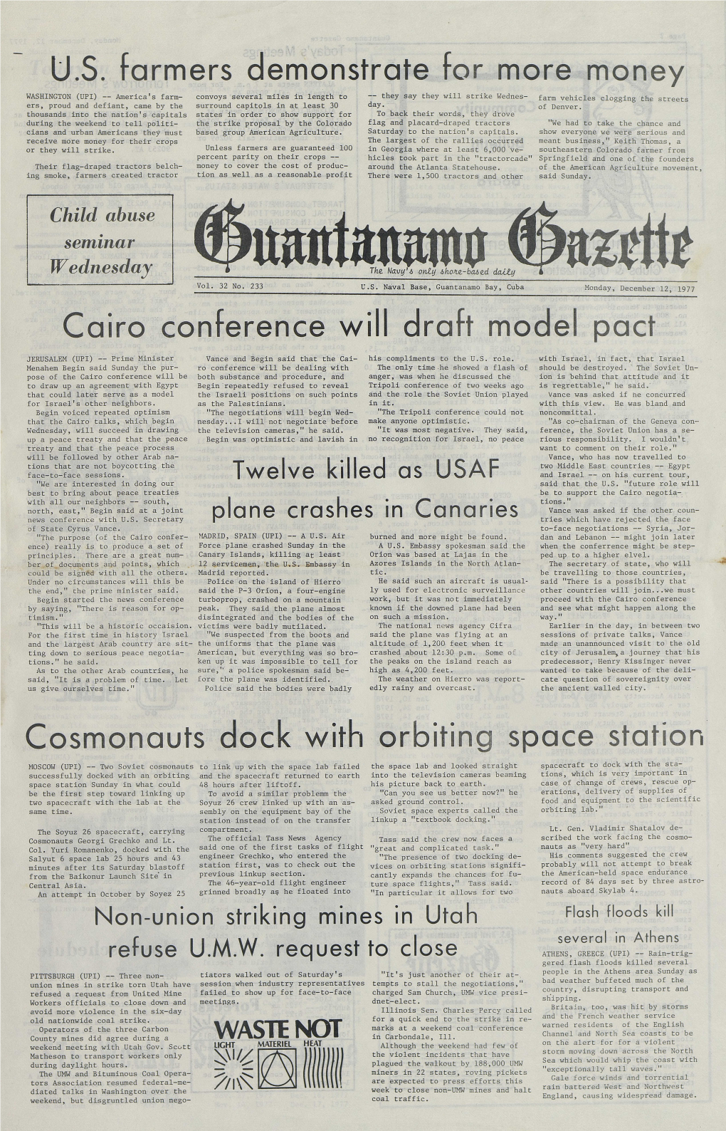 Cairo Conference Will Draft Model Pact Cosmonauts Dock with Orbiting