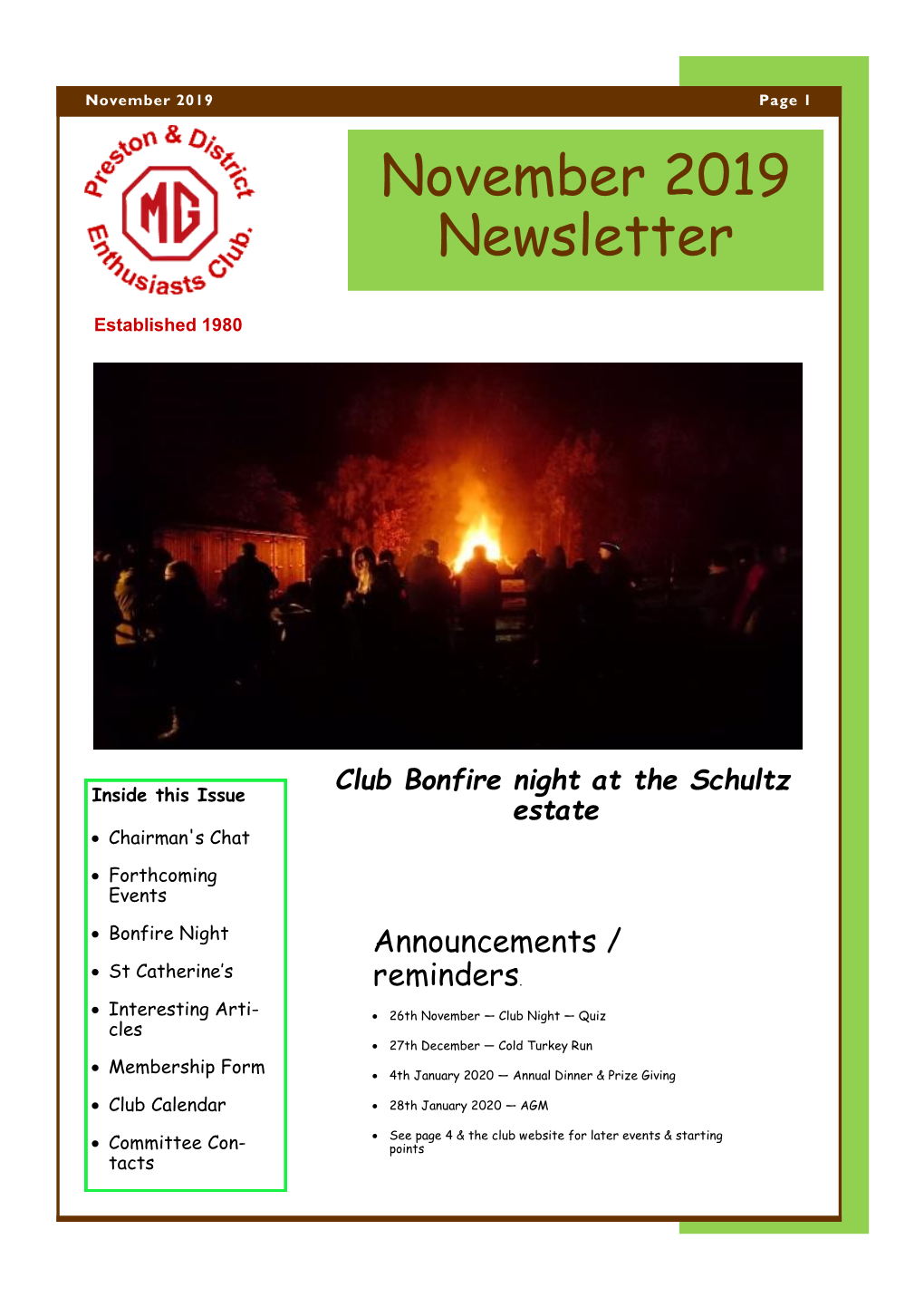 November 2019 Newsletter