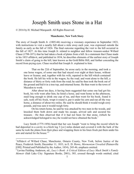 Joseph Smith Uses Stone in a Hat