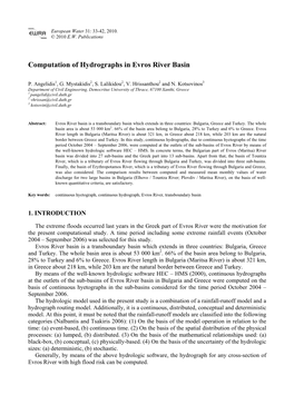 Computation of Hydrographs in Evros River Basin