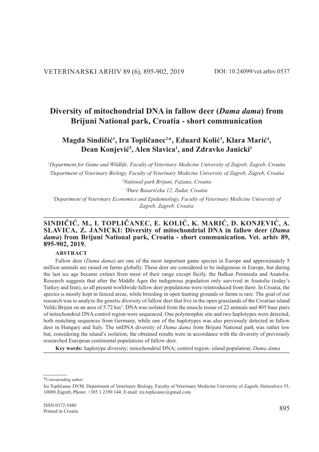 (6), 895-902, 2019 DOI: 10.24099/Vet.Arhiv.0537