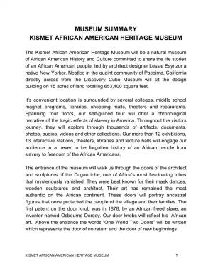 Museum Summary Kismet African American Heritage Museum