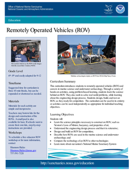 Remotely Operated Vehicles (ROV)