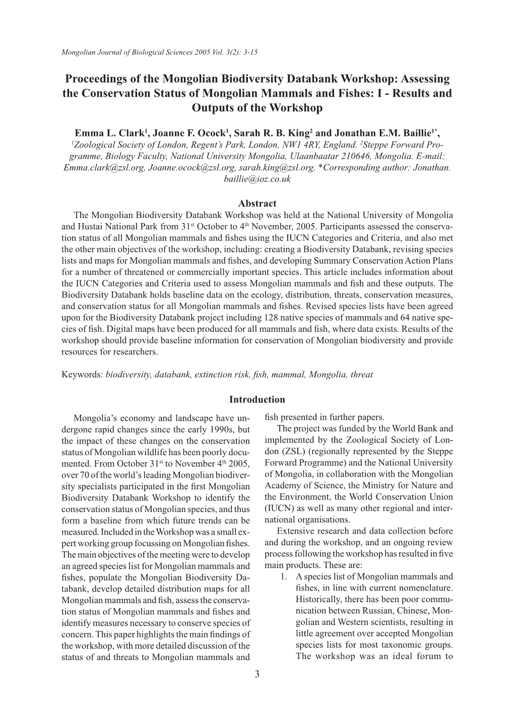 Mongolian Journal of Biological Sciences 2005 Vol