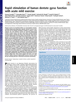 Rapid Stimulation of Human Dentate Gyrus Function with Acute Mild Exercise