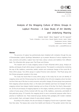 Analysis of the Wrapping Culture of Ethnic Groups in Lopburi Province