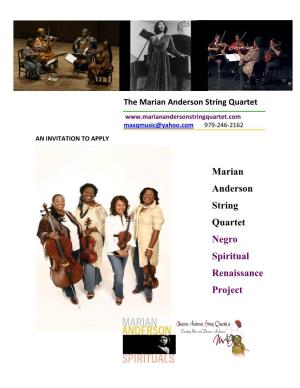 Marian Anderson String Quartet Negro Spiritual Renaissance Project