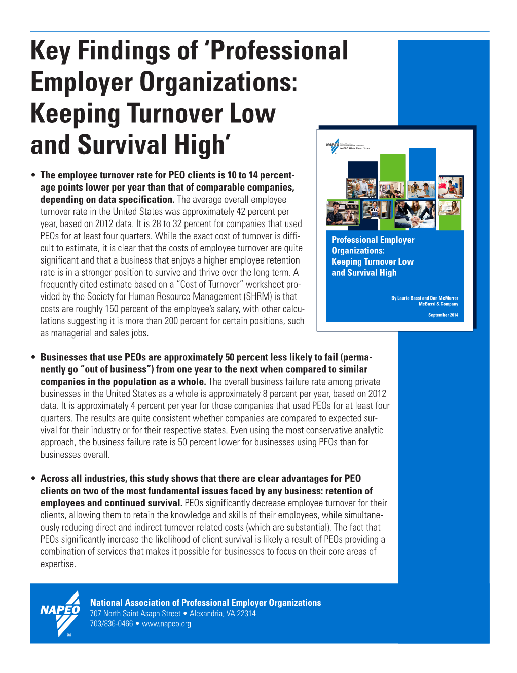 Professional Employer Organizations: Keeping Turnover Low and Survival