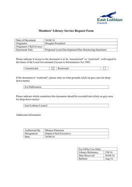 Members' Library Service Request Form