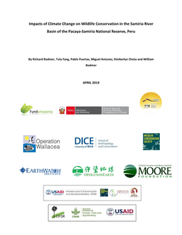 Impacts of Climate Change on Wildlife Conservation in the Samiria River Basin of the Pacaya-Samiria National Reserve, Peru