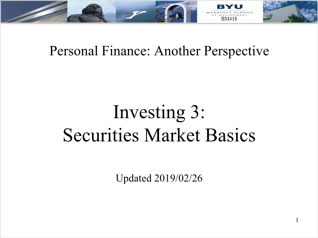 Securities Market Basics