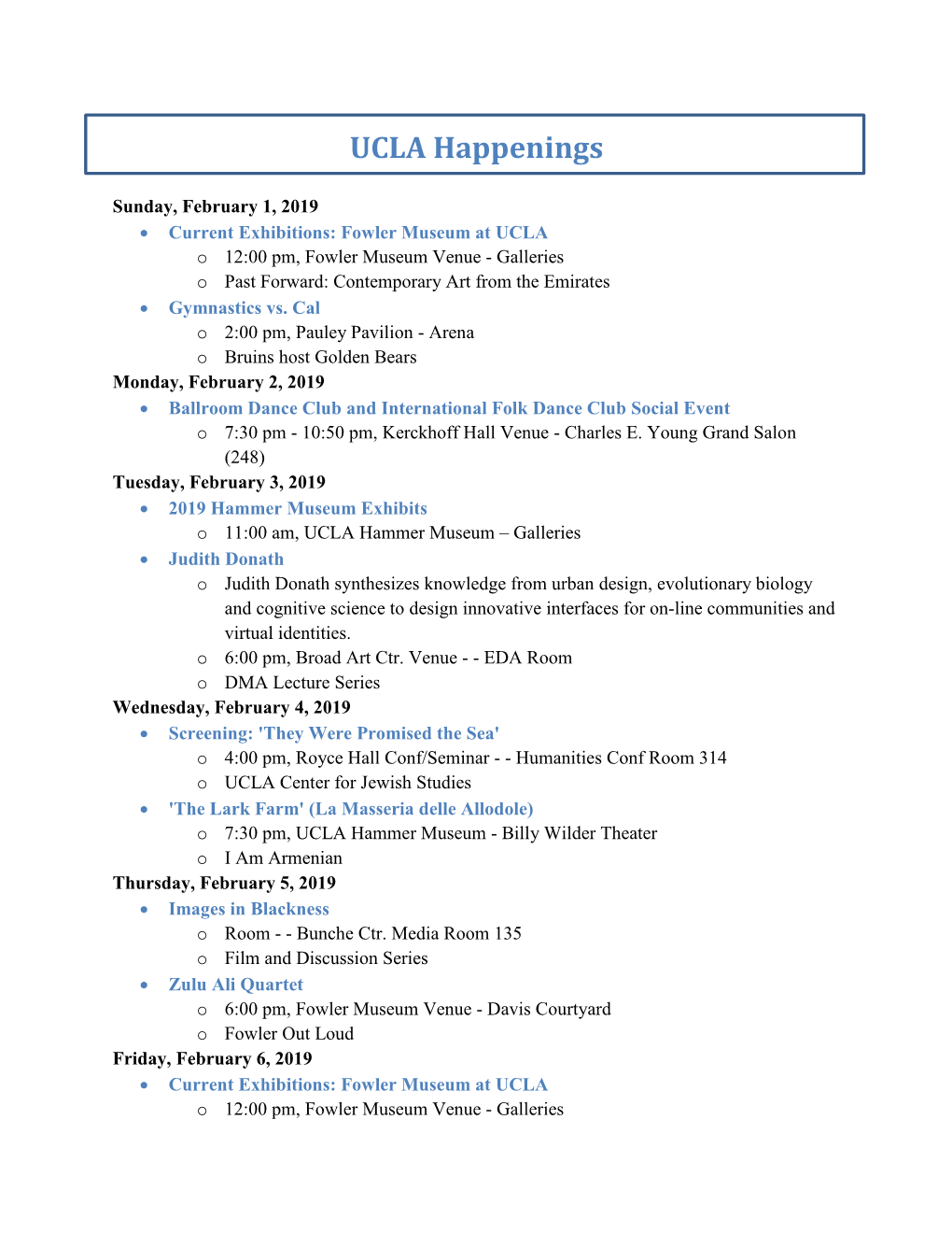 UCLA Happenings