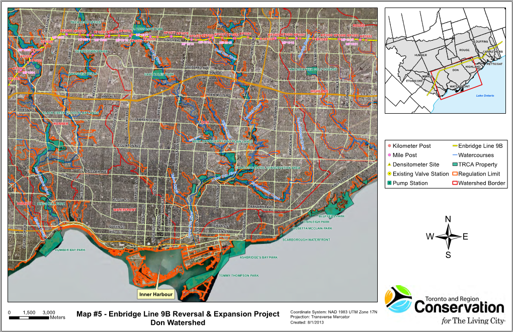 Map #5 - Enbridge Line 9B Reversal & Expansion Project Projection: Transverse Mercator Don Watershed Created: 8/1/2013