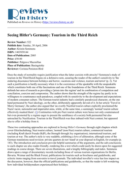 Tourism in the Third Reich