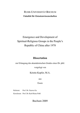 Emergence and Development of Spiritual-Religious Groups in the People’S Republic of China After 1978