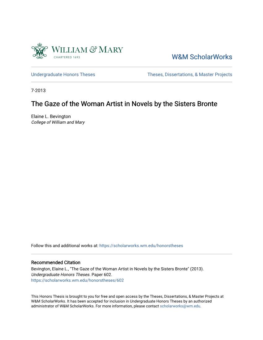 The Gaze of the Woman Artist in Novels by the Sisters Bronte