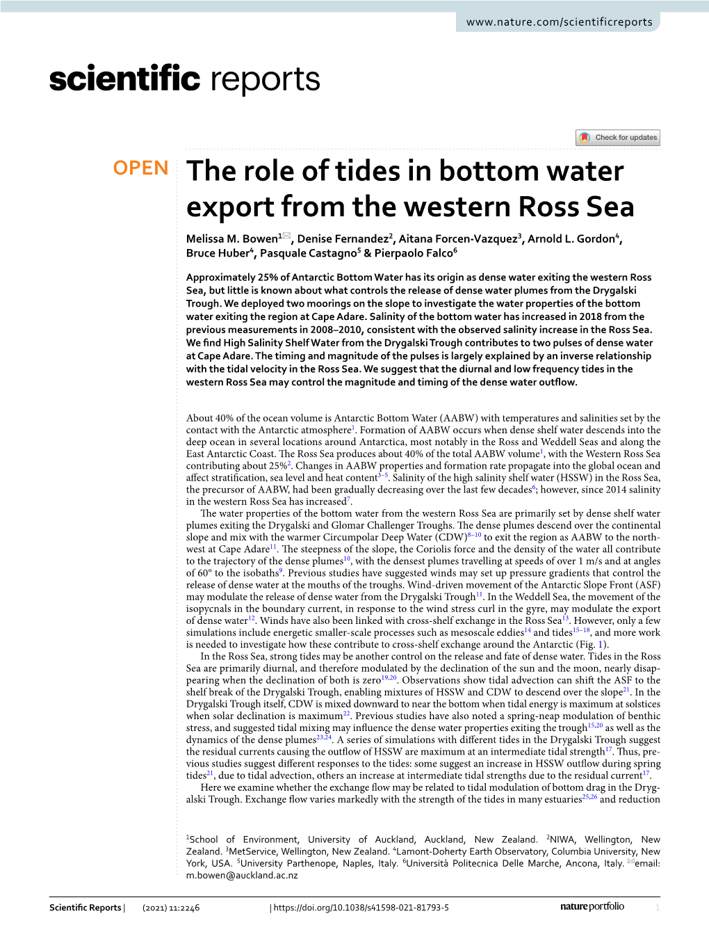 The Role of Tides in Bottom Water Export from the Western Ross Sea Melissa M