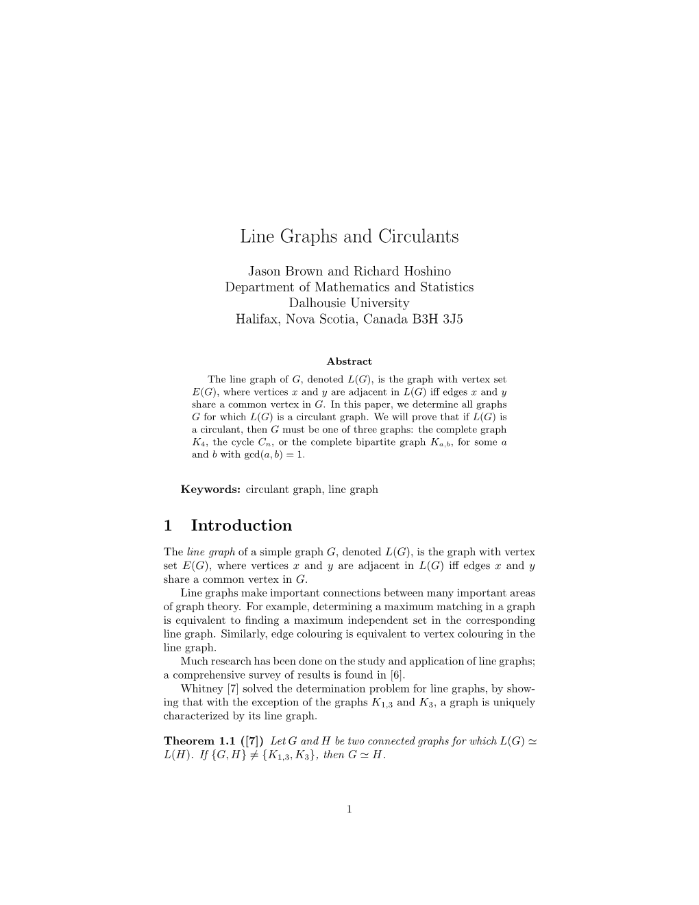 Line Graphs and Circulants