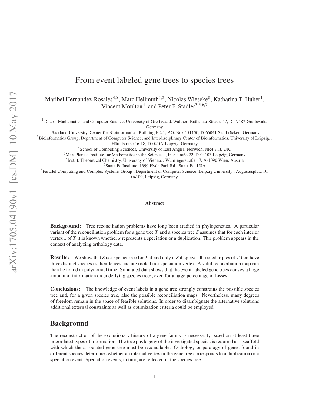 From Event Labeled Gene Trees to Species Trees