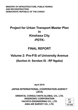 Project for Urban Transport Master Plan in Kinshasa City -PDTK