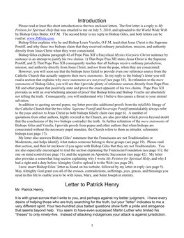 Introduction Letter to Patrick Henry