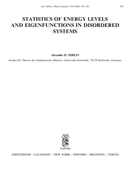 Statistics of Energy Levels and Eigenfunctions in Disordered Systems