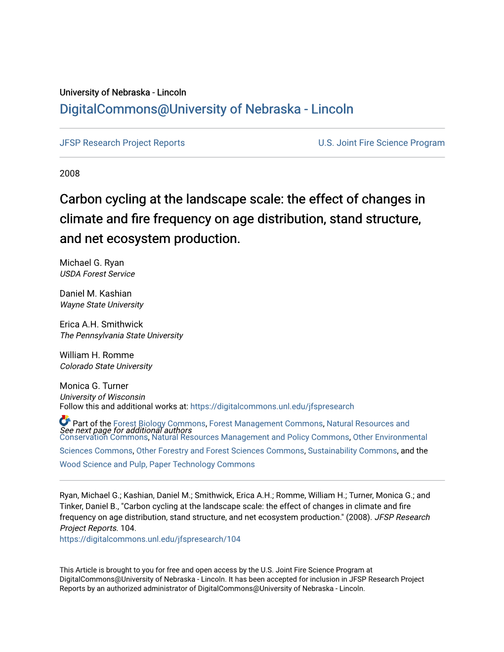 Carbon Cycling at the Landscape Scale: the Effect of Changes in Climate and Fire Frequency on Age Distribution, Stand Structure, and Net Ecosystem Production