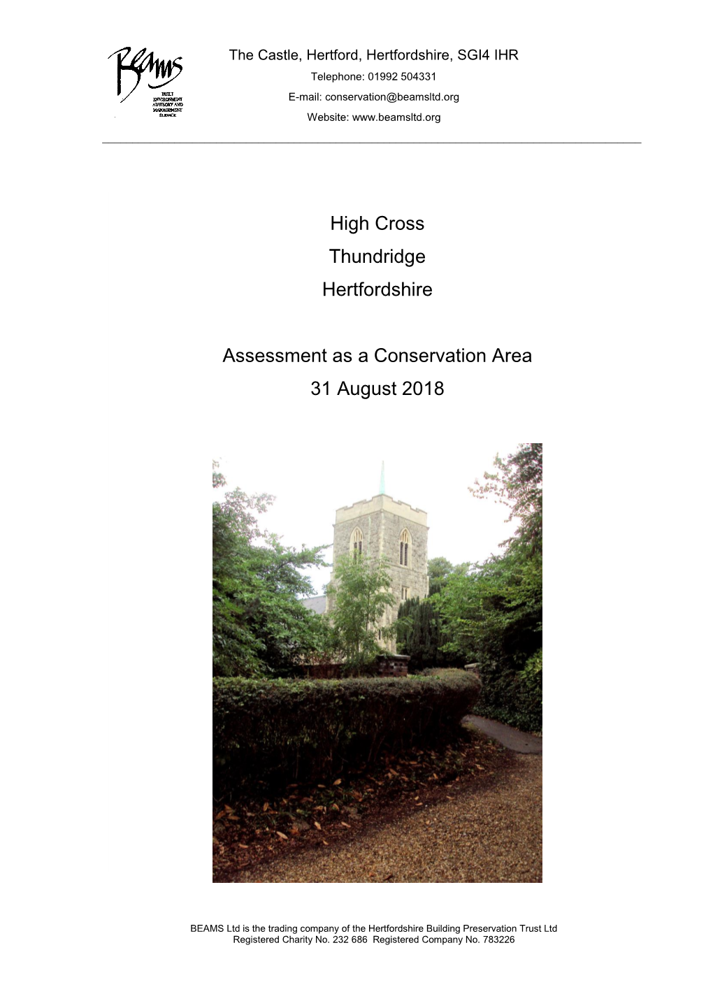 Assessment of High Cross As a Conservation Area BEAMS