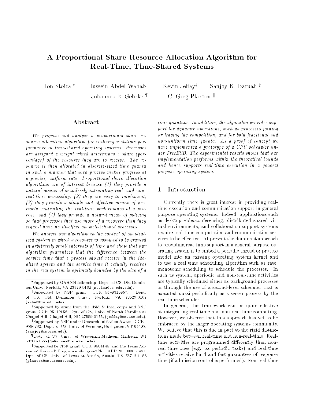 A Proportional Share Resource Allocation Algorithm for Real-Time