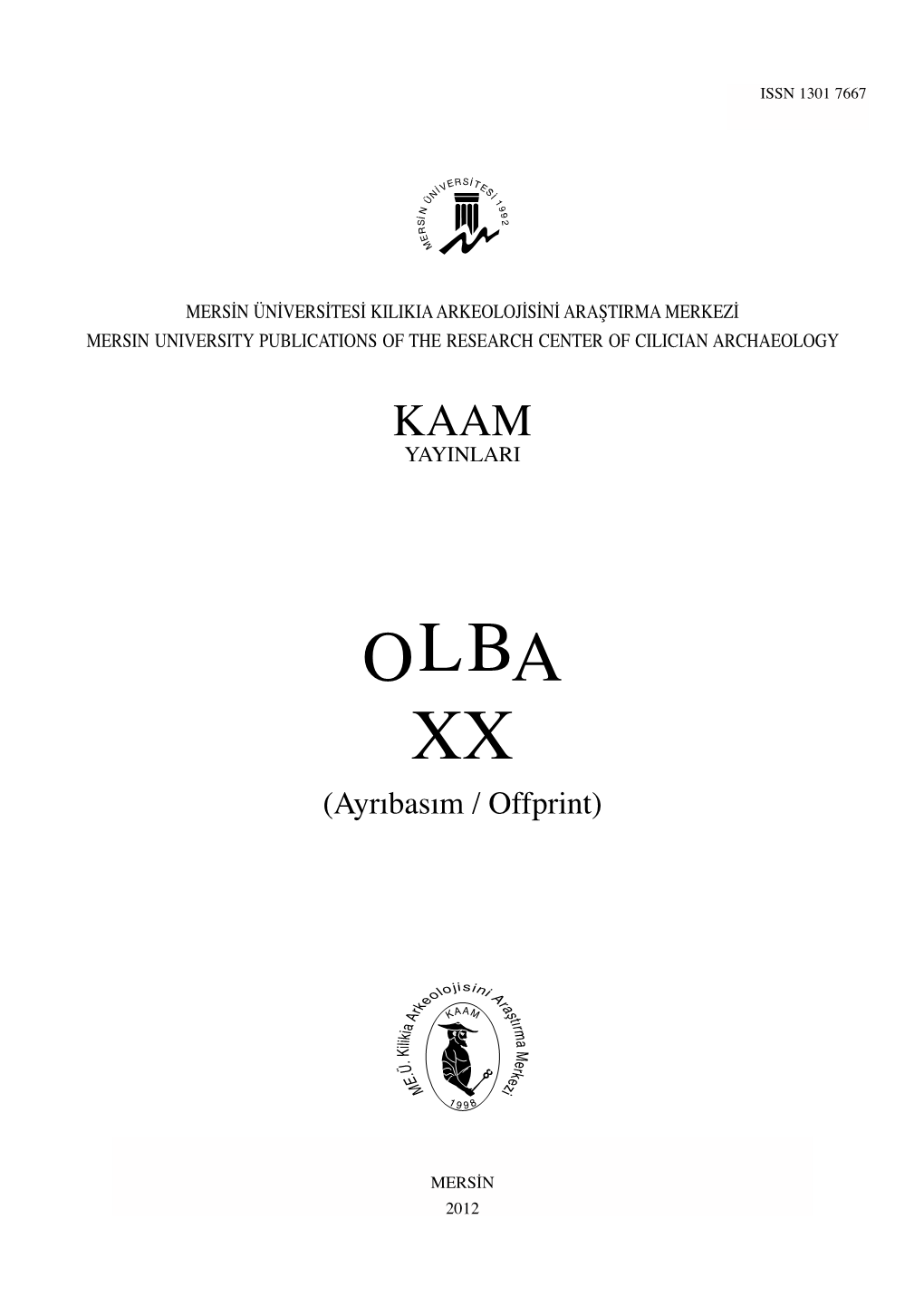 OLBA XX (Ayrıbasım / Offprint)