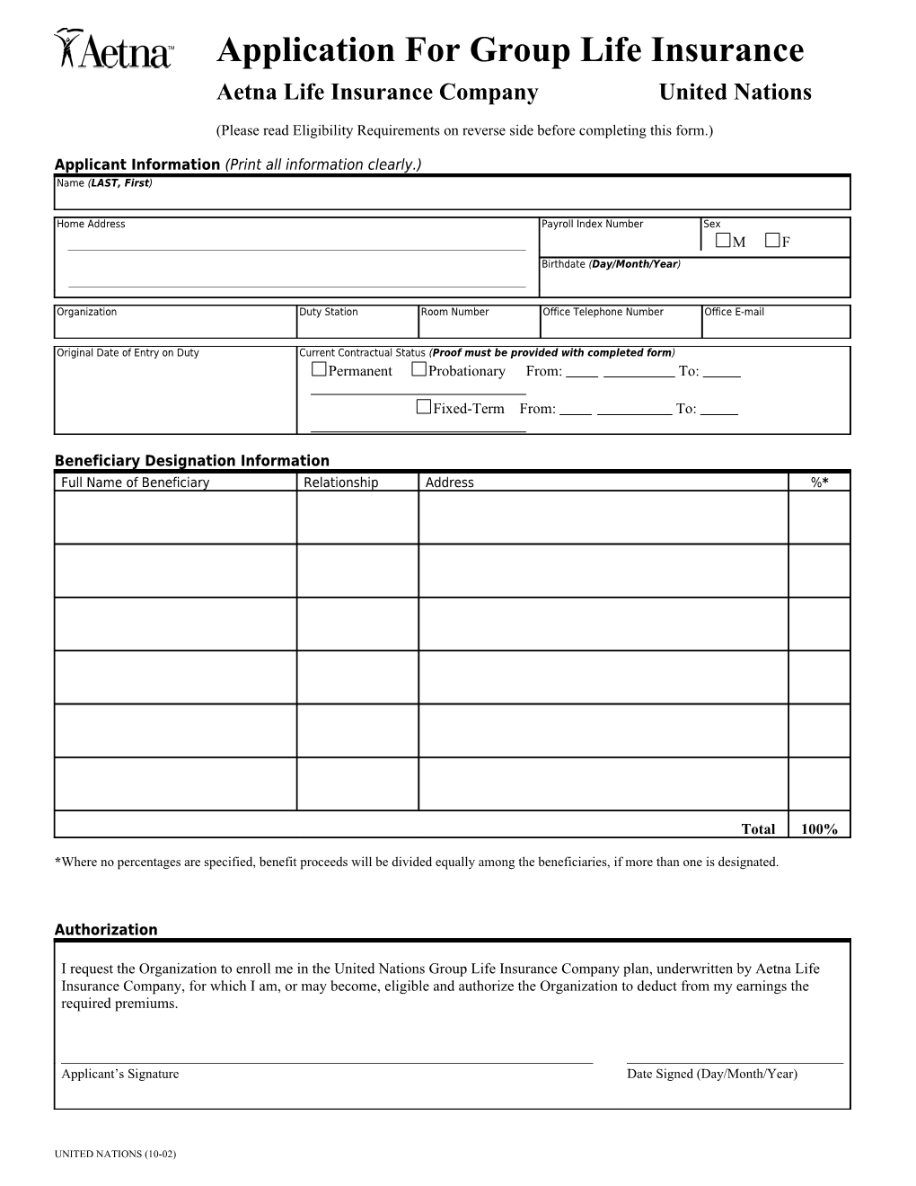 Life Insurance Application Form