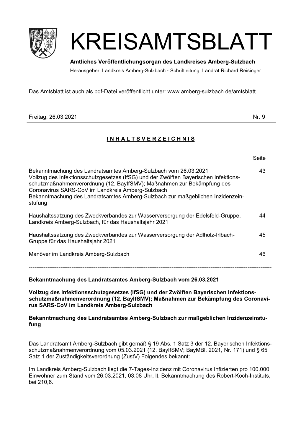 Kreisamtsblatt 09/2021 PDF, 91 Kb 26.03.2021 Seite 43 Bis 47