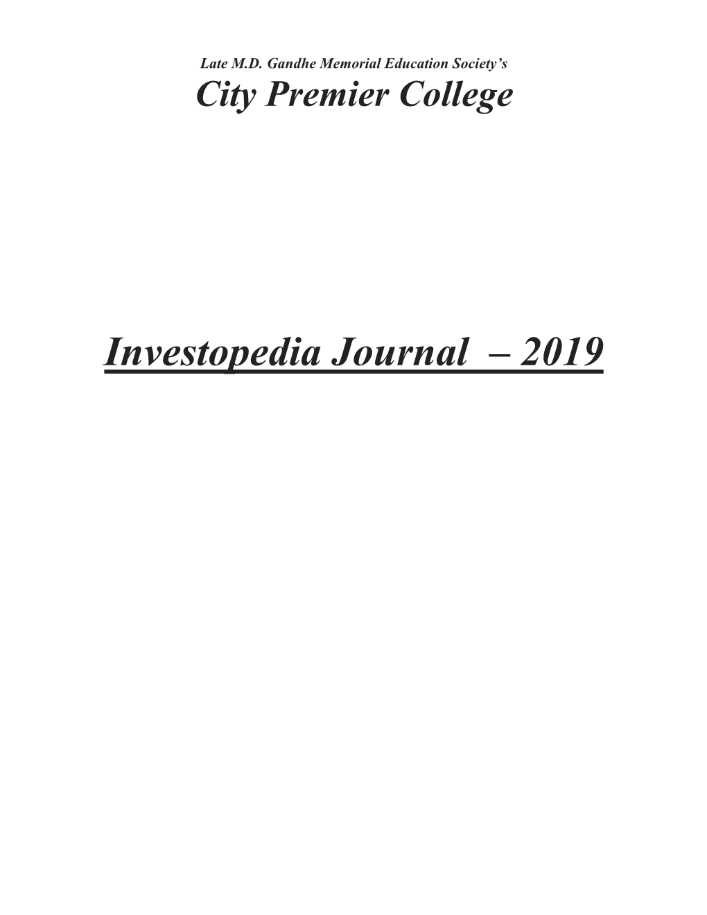 Investopedia Journal – 2019