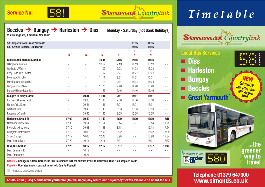 581 Timetable