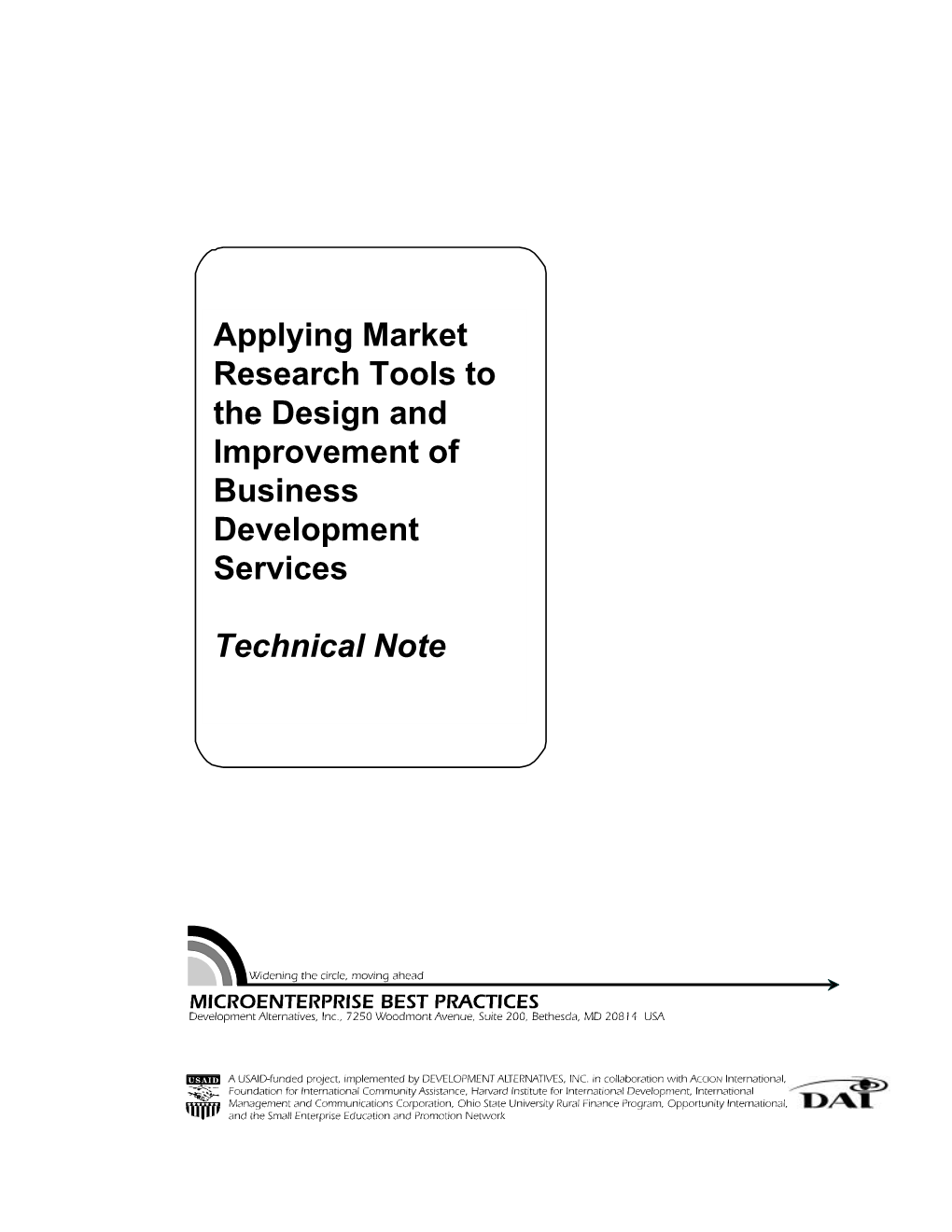 Applying Market Research Tools to the Design and Improvement of Business Development Services