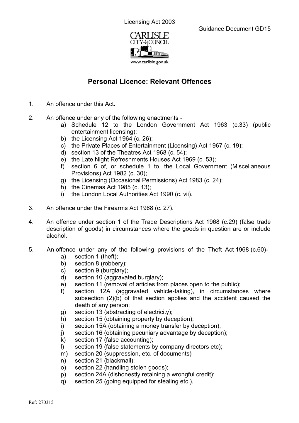 Relevant Offences