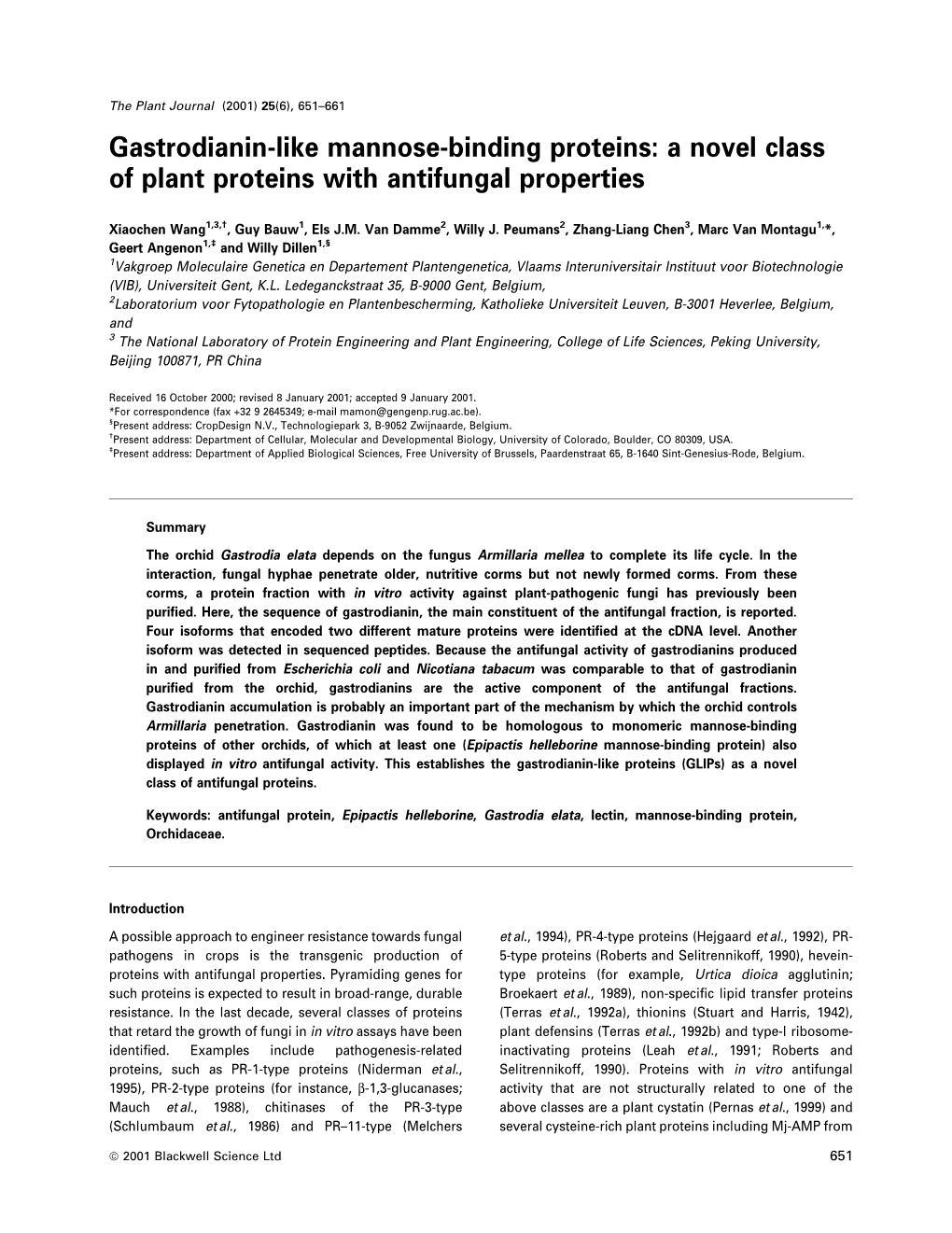 A Novel Class of Plant Proteins with Antifungal Properties