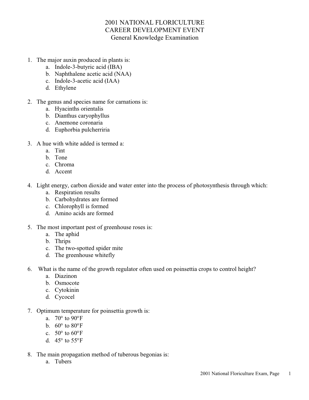 2001 National Floriculture