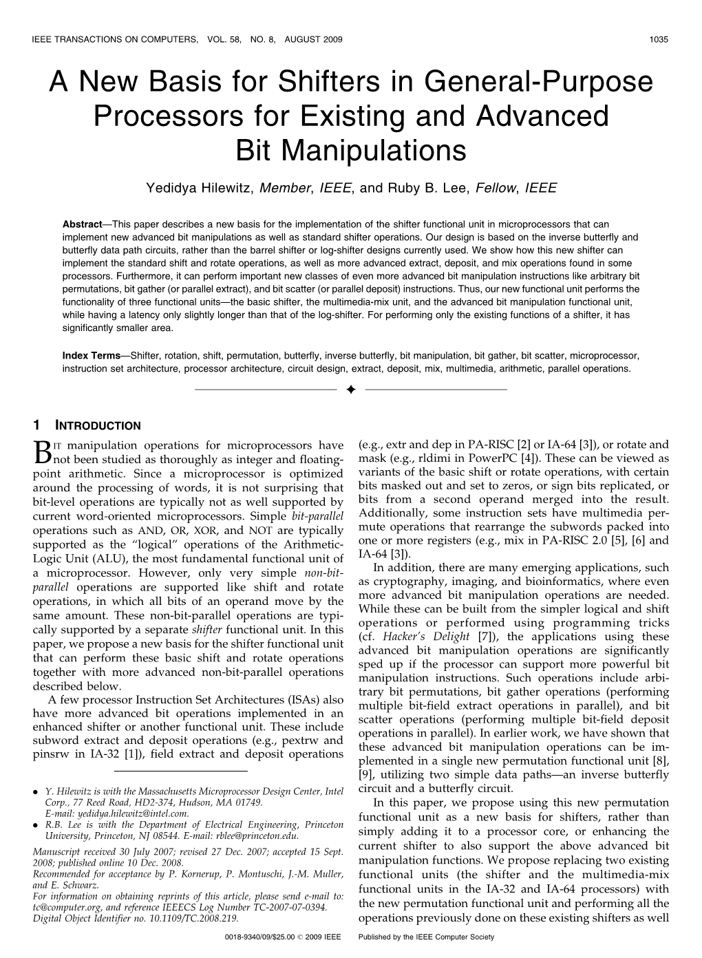 A New Basis for Shifters in General-Purpose Processors for Existing and Advanced Bit Manipulations